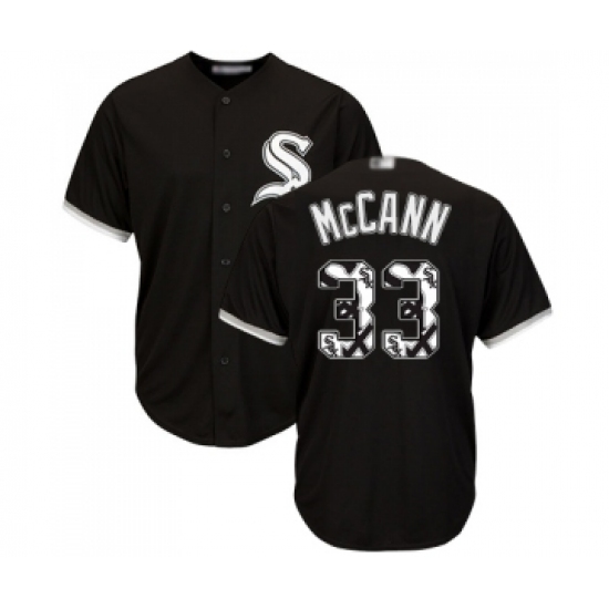 Men's Chicago White Sox #33 James McCann Authentic Black Team Logo Fashion Cool Base Baseball Jersey - Ujersey