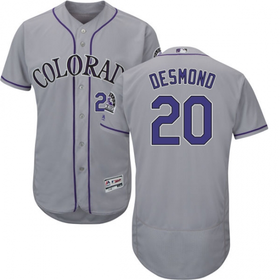 Men's Majestic Colorado Rockies #20 Ian Desmond Grey Flexbase Authentic Collection MLB Jersey - Ujersey