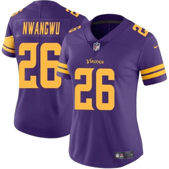 Women's Minnesota Vikings #26 Kene Nwangwu Purple Color Rush Limited Jersey(Run Small) - Ujersey