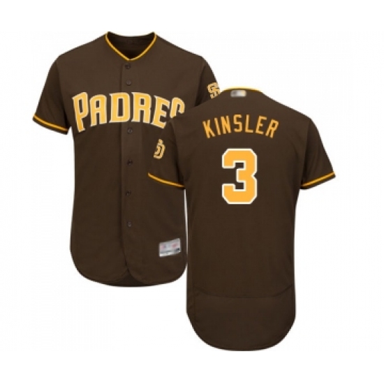 Men's San Diego Padres #3 Ian Kinsler Brown Alternate Flex Base Authentic Collection Baseball Jersey - Ujersey