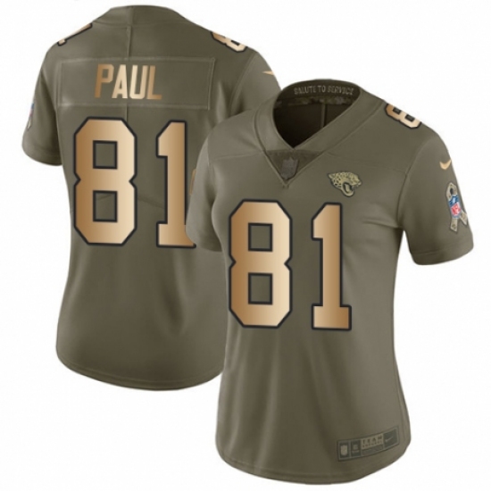 Women's Nike Jacksonville Jaguars #81 Niles Paul Limited Olive/Gold 2017 Salute to Service NFL Jersey - Ujersey