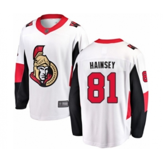 Youth Ottawa Senators #81 Ron Hainsey Fanatics Branded White Away Breakaway Hockey Jersey - Ujersey