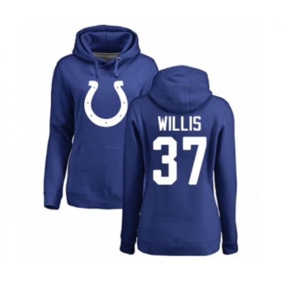 Football Women's Indianapolis Colts #37 Khari Willis Royal Blue Name & Number Logo Pullover Hoodie - Ujersey