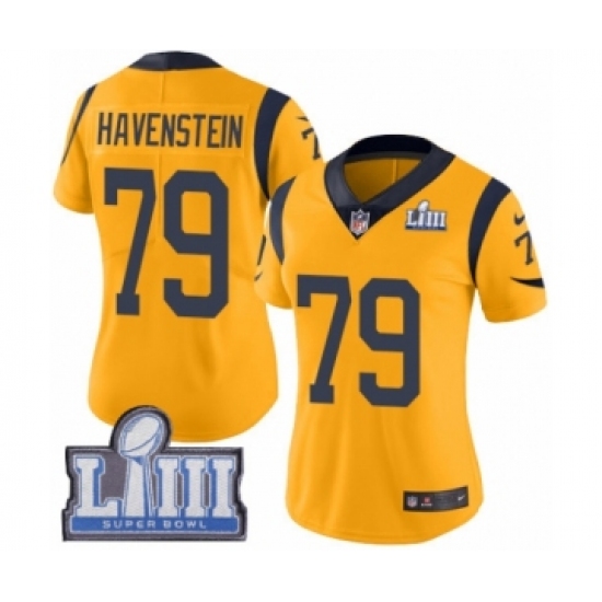 Women's Nike Los Angeles Rams #79 Rob Havenstein Limited Gold Rush Vapor Untouchable Super Bowl LIII Bound NFL Jersey - Ujersey