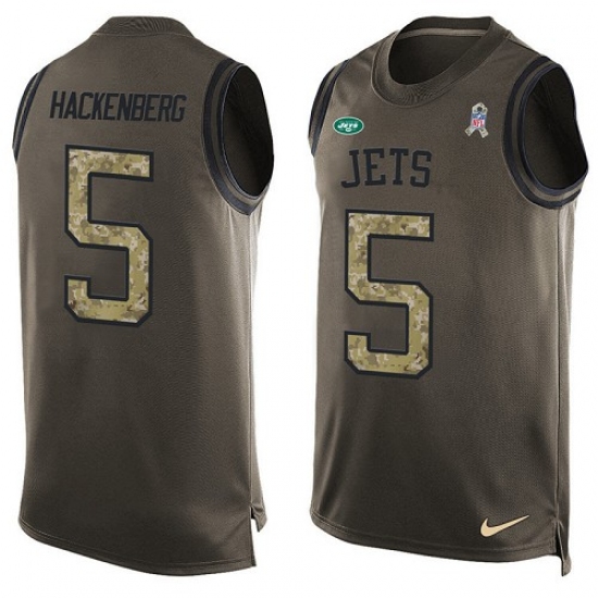 Men's Nike New York Jets #5 Christian Hackenberg Limited Green Salute to Service Tank Top NFL Jersey