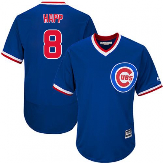 Men's Majestic Chicago Cubs #8 Ian Happ Royal Blue Cooperstown Flexbase Authentic Collection MLB Jersey - Ujersey