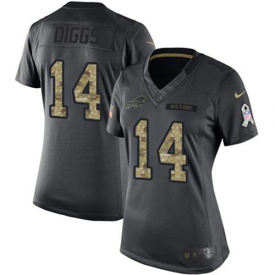 Women's Buffalo Bills #14 Stefon Diggs Black Stitched Limited 2016 Salute to Service Jersey
