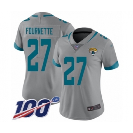 Women's Jacksonville Jaguars #27 Leonard Fournette Silver Inverted Legend Limited 100th Season Football Jersey - Ujersey
