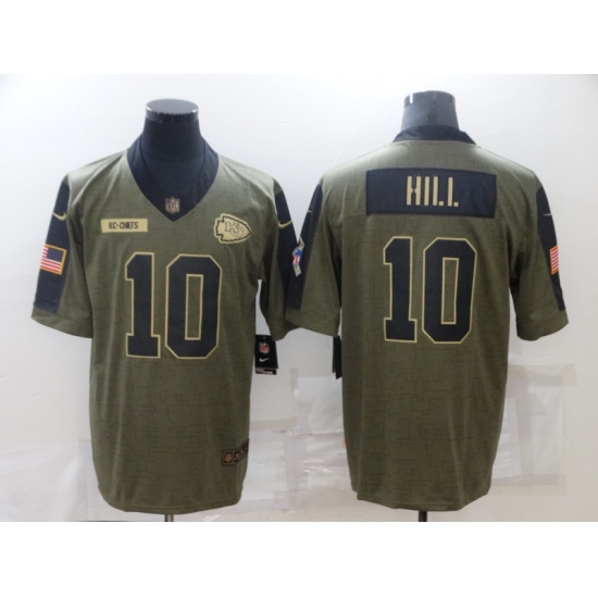 Men's Kansas City Chiefs #10 Tyreek Hill Nike Olive 2021 Salute To Service Limited Player Jersey - Ujersey