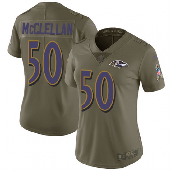 Women's Nike Baltimore Ravens #50 Albert McClellan Limited Olive 2017 Salute to Service NFL Jersey - Ujersey