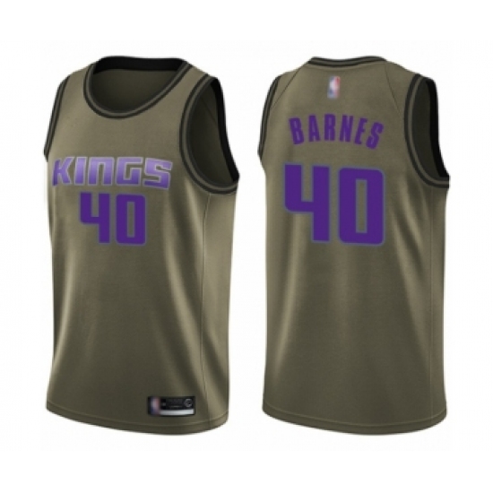 Men's Sacramento Kings #40 Harrison Barnes Swingman Green Salute to Service Basketball Jersey - Ujersey