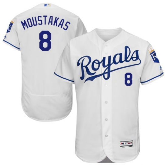 Men's Majestic Kansas City Royals #8 Mike Moustakas White Flexbase Authentic Collection MLB Jersey - Ujersey