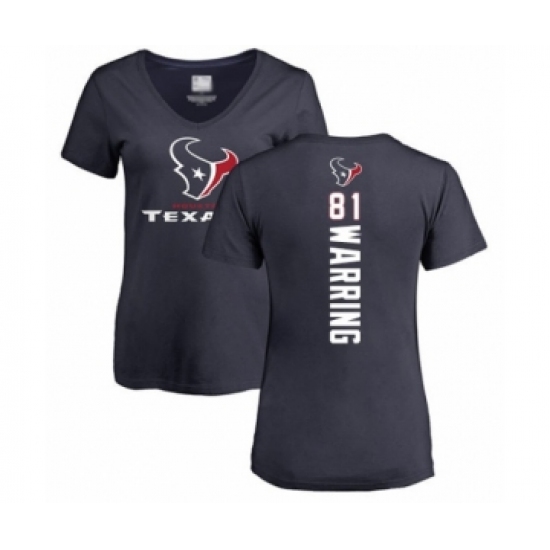 Football Women's Houston Texans #81 Kahale Warring Navy Blue Backer T-Shirt - Ujersey