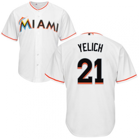 Men's Majestic Miami Marlins #21 Christian Yelich Replica White Home Cool Base MLB Jersey - Ujersey