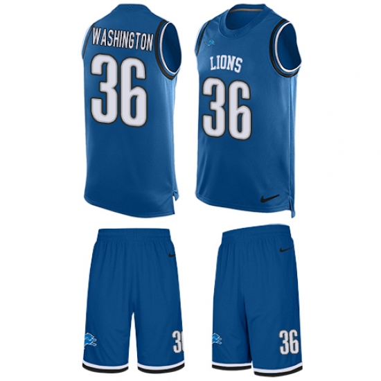 Men's Nike Detroit Lions #36 Dwayne Washington Limited Blue Tank Top Suit NFL Jersey - Ujersey