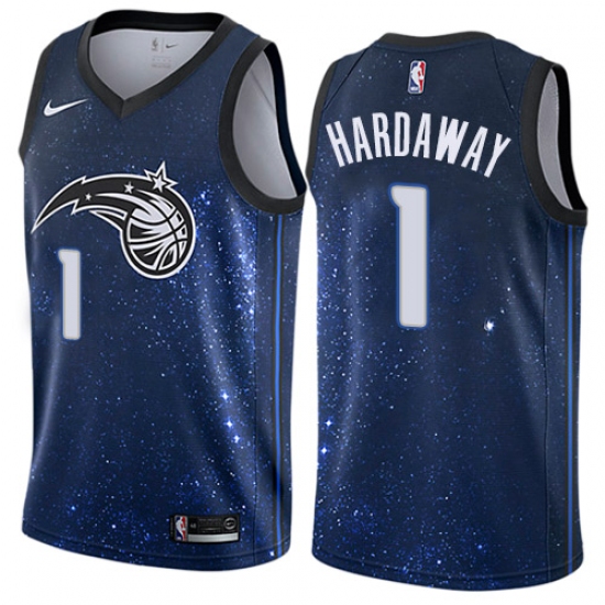 Men's Nike Orlando Magic #1 Penny Hardaway Authentic Blue NBA Jersey - City Edition - Ujersey