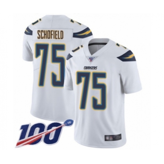 Men's Los Angeles Chargers #75 Michael Schofield White Vapor Untouchable Limited Player 100th Season Football Jersey - Ujersey