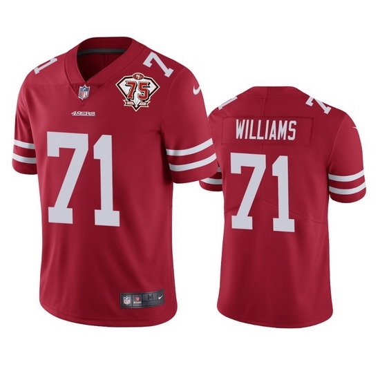 Men's San Francisco 49ers #71 Trent Williams Red 75th Anniversary Vapor Untouchable Limited Stitched Football Jersey - Ujersey