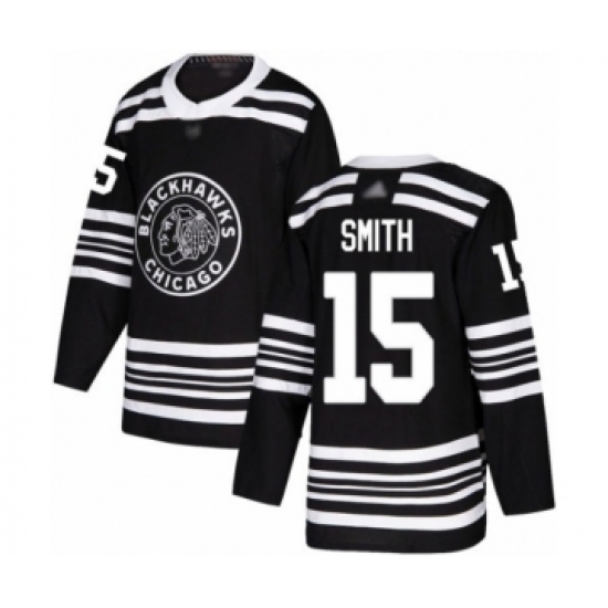 Men's Chicago Blackhawks #15 Zack Smith Authentic Black Alternate Hockey Jersey - Ujersey