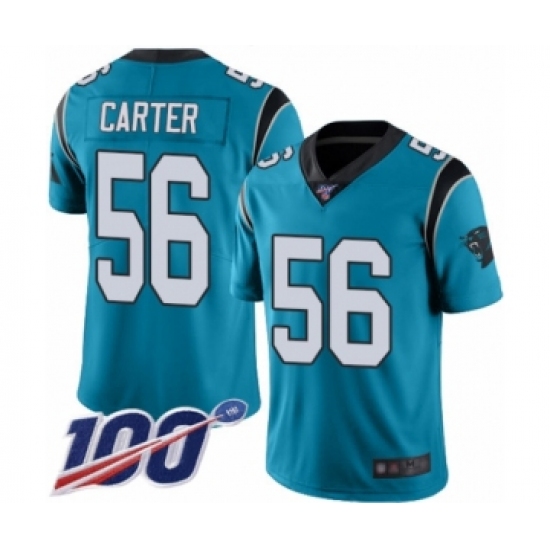 Men's Carolina Panthers #56 Jermaine Carter Blue Alternate Vapor Untouchable Limited Player 100th Season Football Jersey - Ujersey