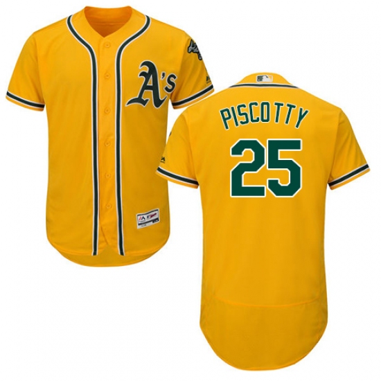 Men's Majestic Oakland Athletics #25 Stephen Piscotty Gold Alternate Flex Base Authentic Collection MLB Jersey - Ujersey