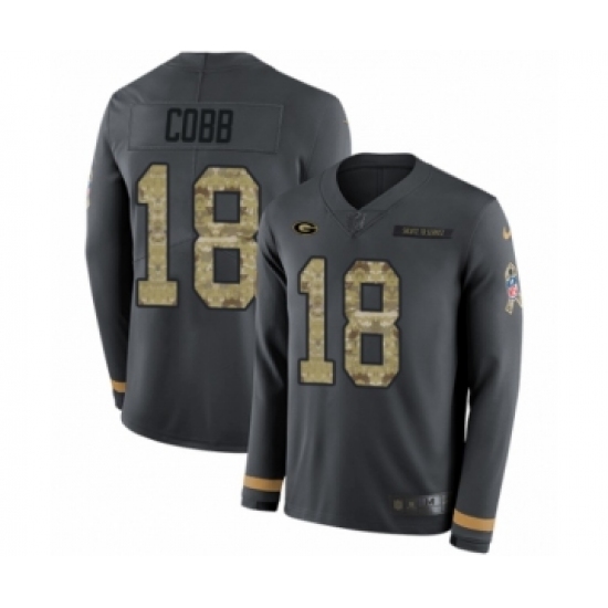 Youth Nike Green Bay Packers #18 Randall Cobb Limited Black Salute to Service Therma Long Sleeve NFL Jersey - Ujersey