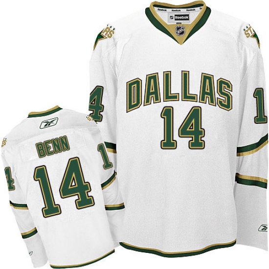 Men's Reebok Dallas Stars #14 Jamie Benn Premier White Third NHL Jersey - Ujersey