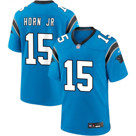 Men's Carolina Panthers #15 Jimmy Horn Jr Blue 2025 Vapor Limited Stitched Football Jersey - Ujersey