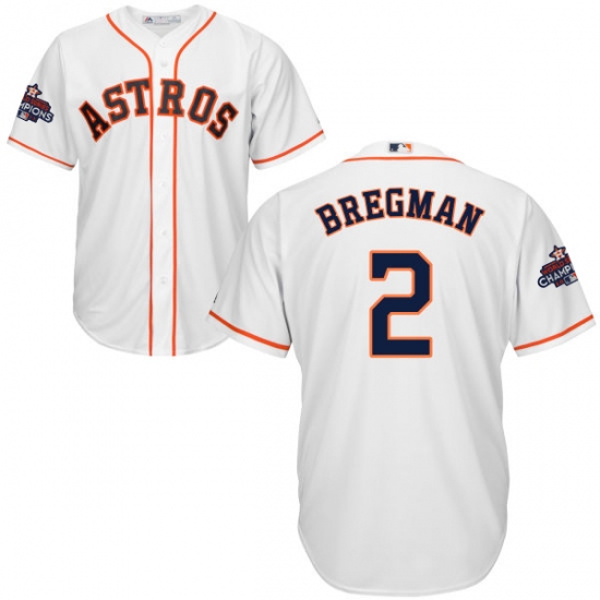 Youth Majestic Houston Astros #2 Alex Bregman Authentic White Home 2017 World Series Champions Cool Base MLB Jersey - Ujersey