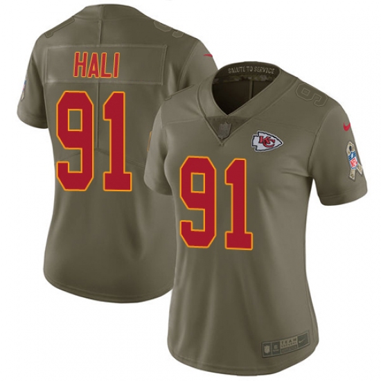 Women's Nike Kansas City Chiefs #91 Tamba Hali Limited Olive 2017 Salute to Service NFL Jersey - Ujersey
