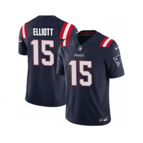 Men's Nike New England Patriots #15 Ezekiel Elliott Navy 2023 F.U.S.E. Vapor Limited Football Stitched Jersey - Ujersey