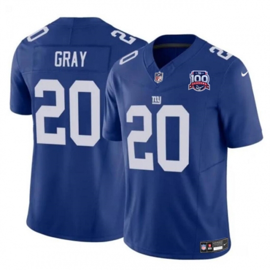 Men's New York Giants #20 Eric Gray Blue 2024 F.U.S.E. 100TH Season Vapor Untouchable Limited Stitched Jersey - Ujersey