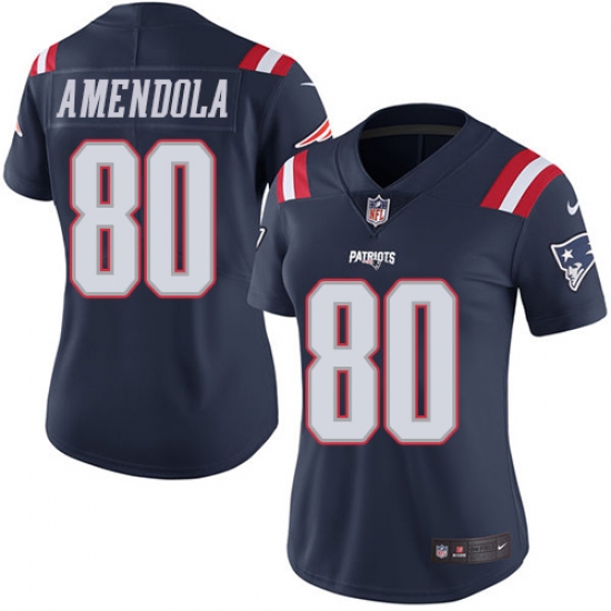 Women's Nike New England Patriots #80 Danny Amendola Limited Navy Blue Rush Vapor Untouchable NFL Jersey - Ujersey