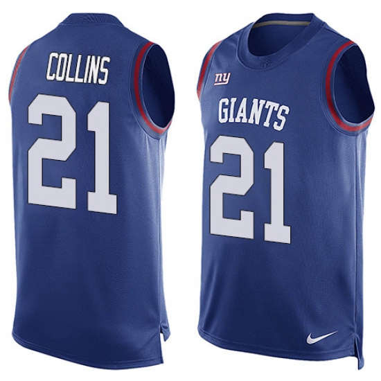 Men's Nike New York Giants #21 Landon Collins Limited Royal Blue Player Name & Number Tank Top NFL Jersey - Ujersey