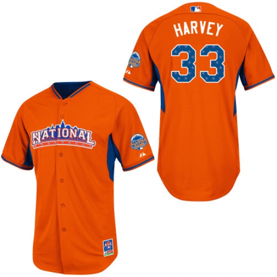 Men's Majestic New York Mets #33 Matt Harvey Authentic Orange National League 2013 All-Star BP MLB Jersey - Ujersey