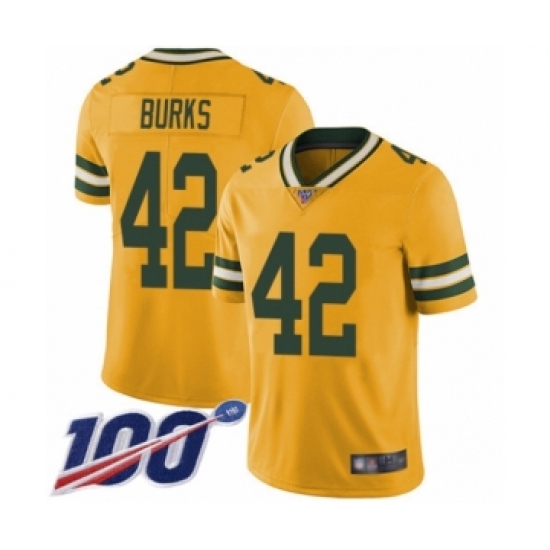 Men's Green Bay Packers #42 Oren Burks Limited Gold Rush Vapor Untouchable 100th Season Football Jersey - Ujersey