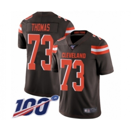 Men's Cleveland Browns #73 Joe Thomas Brown Team Color Vapor Untouchable Limited Player 100th Season Football Jersey - Ujersey