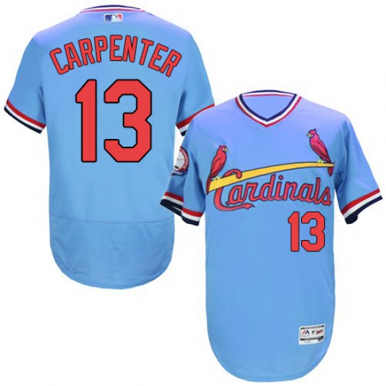 Men's Majestic St. Louis Cardinals #13 Matt Carpenter Light Blue Flexbase Authentic Collection Cooperstown MLB Jersey - Ujersey