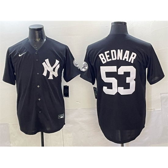 Men's New York Yankees #53 David Bednar Black Stitched Baseball Jersey - Ujersey