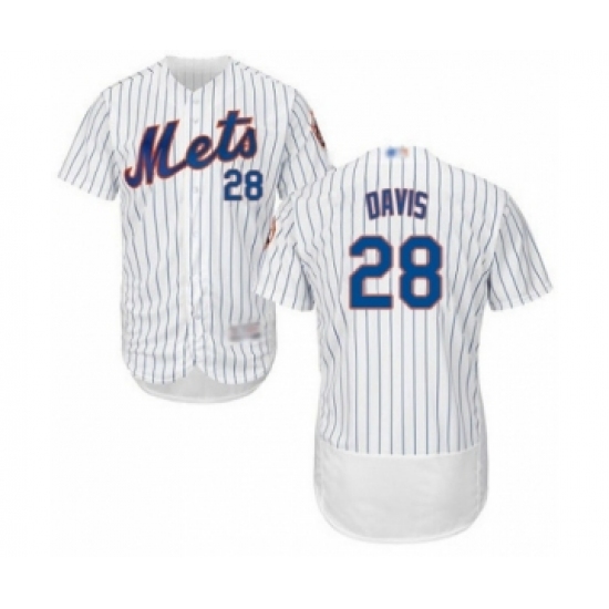 Men's New York Mets #28 J.D. Davis White Home Flex Base Authentic Collection Baseball Player Jersey - Ujersey