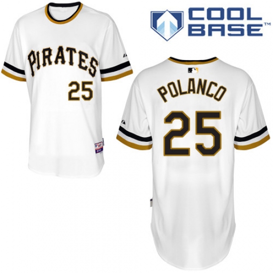 Men's Majestic Pittsburgh Pirates #25 Gregory Polanco Replica White Alternate 2 Cool Base MLB Jersey