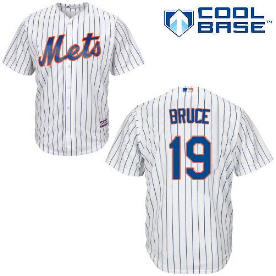 Men's Majestic New York Mets #19 Jay Bruce Replica White Home Cool Base MLB Jersey - Ujersey