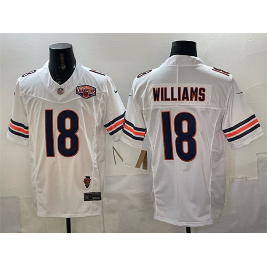 Men's Chicago Bears #18 Caleb Williams White F.U.S.E. 2025 NFC North Division Champions & Illinois Stitched Football Jersey - Ujersey