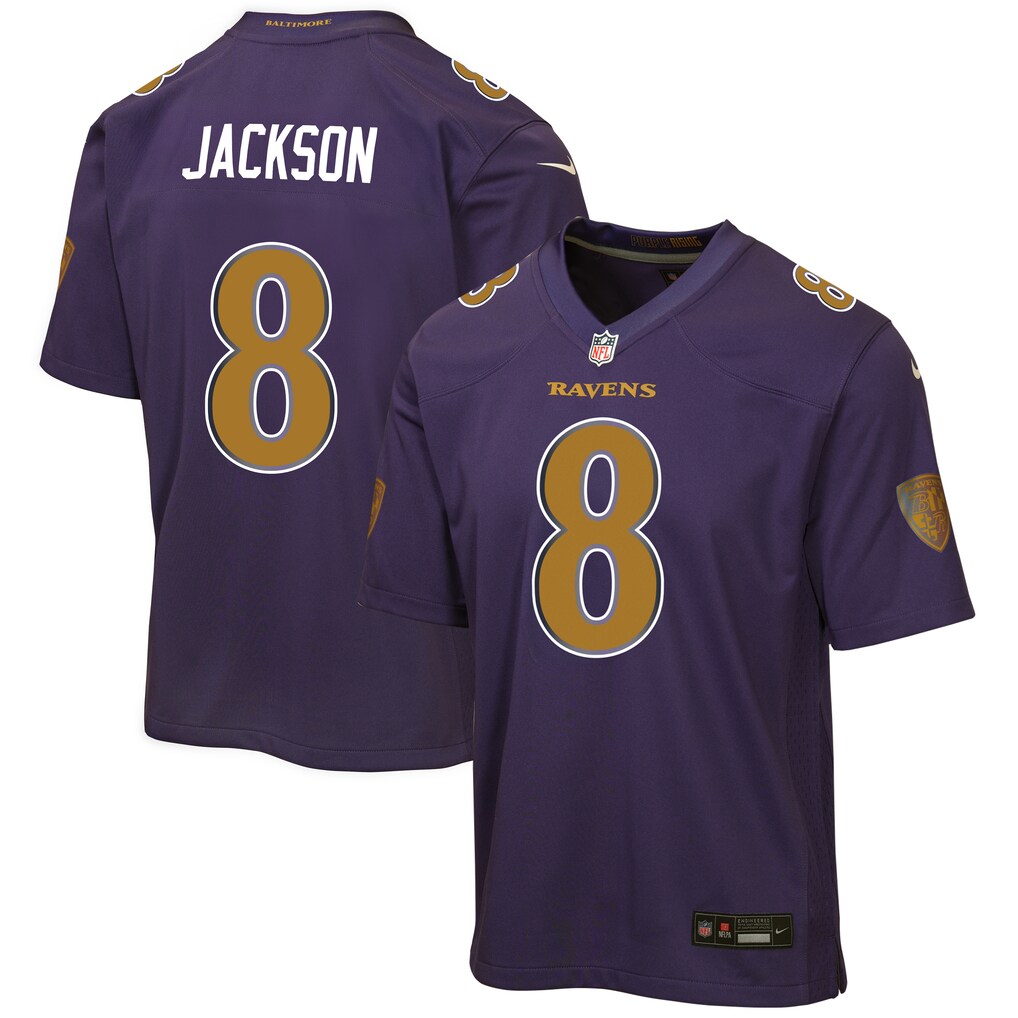 Youth Baltimore Ravens Lamar Jackson Nike Purple Alternate 2 Game Jersey - U-jersey