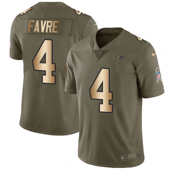 Men's Nike Atlanta Falcons #4 Brett Favre Limited Olive/Gold 2017 Salute to Service NFL Jersey - Ujersey