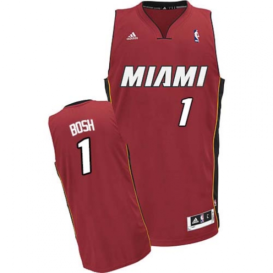 Men's Adidas Miami Heat #1 Chris Bosh Swingman Red Alternate NBA Jersey - Ujersey