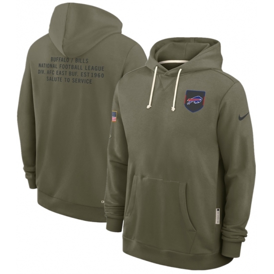 Men's Buffalo Bills Olive 2025 Salute to Service Pullover Hoodie - Ujersey NHL