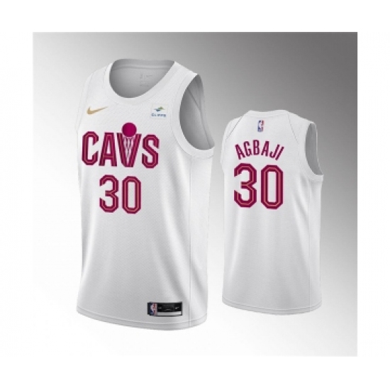 Men's Cleveland Cavaliers #30 Ochai Agbaji White Association Edition Stitched Basketball Jersey - Ujersey