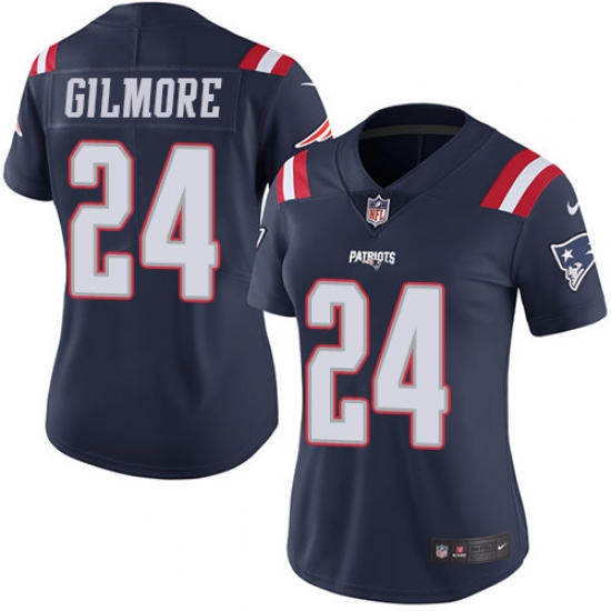 Women's Nike New England Patriots #24 Stephon Gilmore Limited Navy Blue Rush Vapor Untouchable NFL Jersey - Ujersey