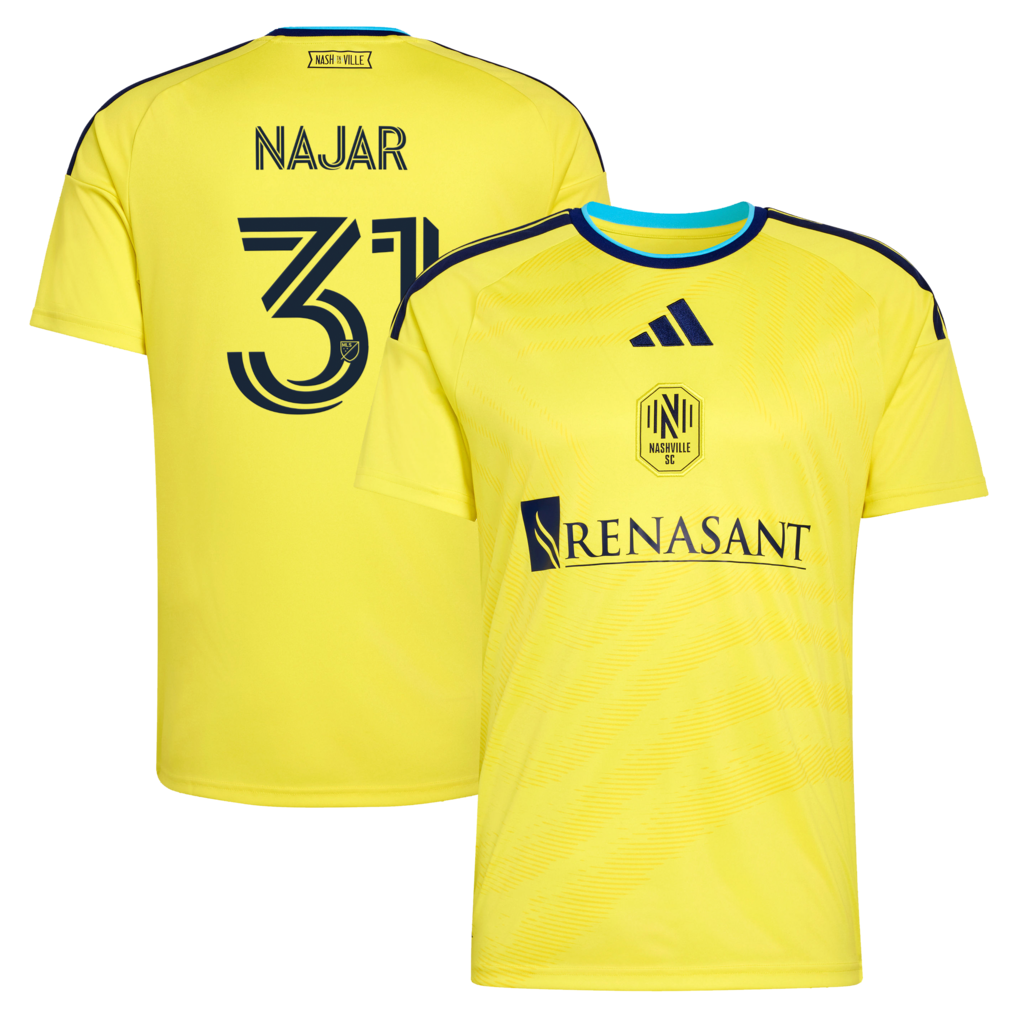Men's Nashville SC Andy Najar adidas Yellow 2026 The Reverb Kit Replica Jersey - Ujersey